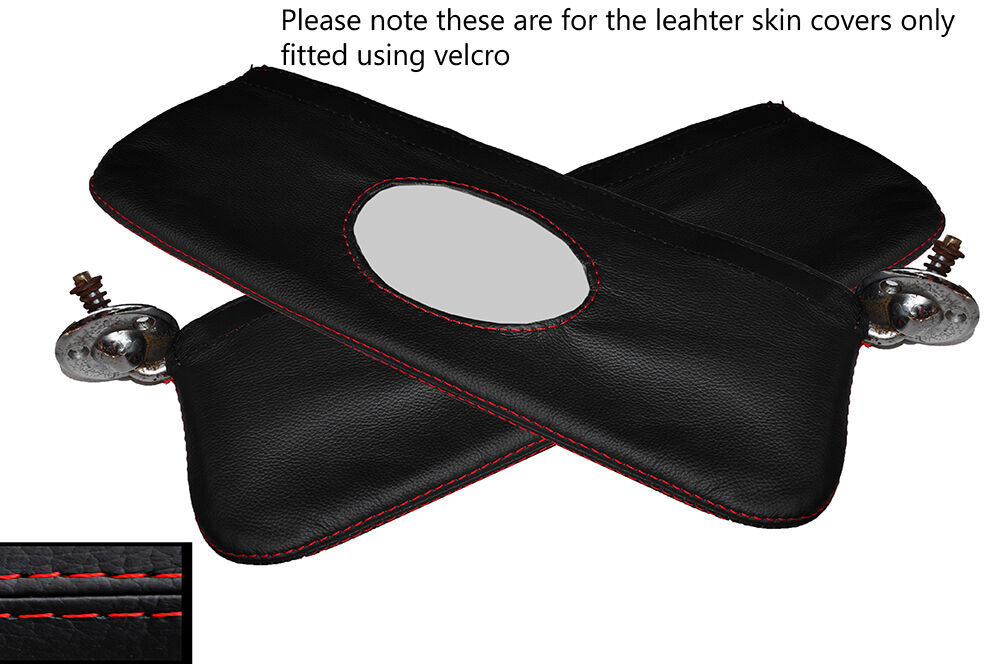 RED STITCHING 2X SUN VISORS LEATHER SKIN COVERS FITS FORD PILOT CLASSIC