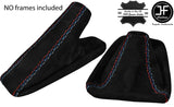 BLACK STITCH SUEDE GAITER SET FITS BMW E81 E82 E87 E88 05-12 TRI CROSS STITCH