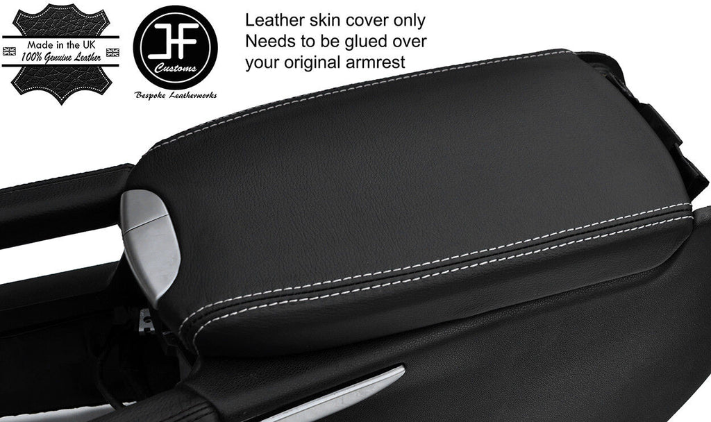 WHITE STITCH ARMREST LID REAL LEATHER COVER FITS MERCEDES ML CLASS W164 05-11