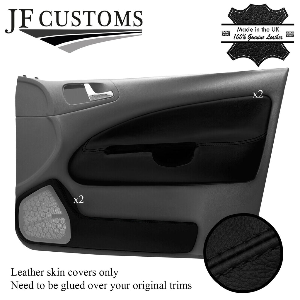 BLACK STITCH LEATHER 2X FRONT DOOR INSERT+POCKET COVERS FOR SKODA OCTAVIA 98-04