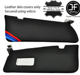 BLACK STITCH TRI STRIPE 2X SUN VISORS LEATHER COVERS FOR BMW 2 F22 F23 13-19