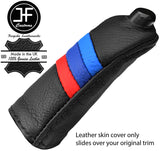 BLACK STITCH TRI STRIPE HANDBRAKE HANDLE LEATHER COVER FOR BMW E90 E91 E92 E93