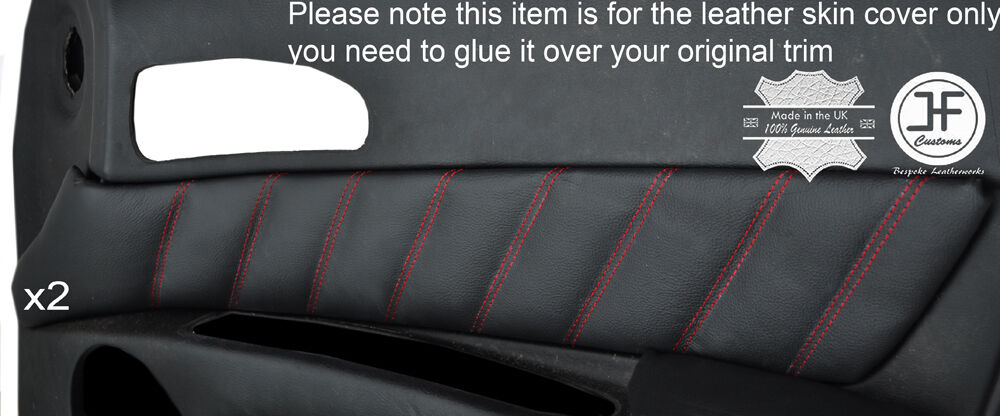 RED STITCH 2X FRONT DOOR CARD TRIM LEATHER COVERS FITS ALFA ROMEO 166 98-07