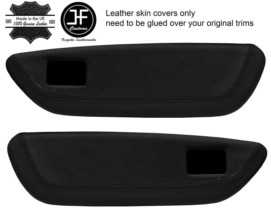 BLACK & BLACK 2 TONE LEATHER 2X FRONT DOOR CARD TRIM COVER FOR MG MGF MK1 95-99