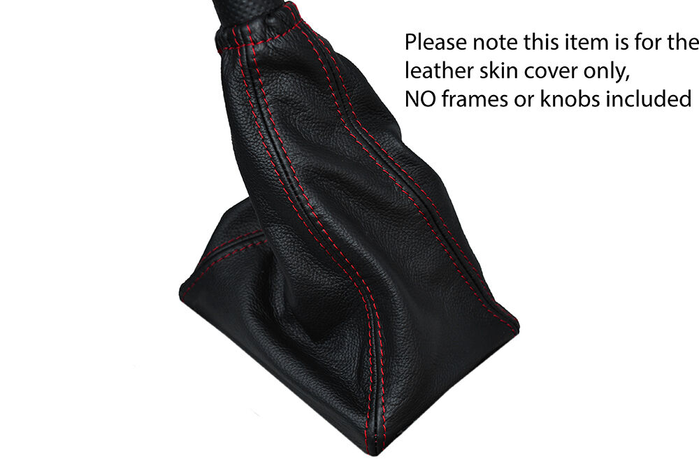 RED STITCH MANUAL LEATHER SKIN GEAR GAITER FITS CHEVROLET AVEO 2008-2011