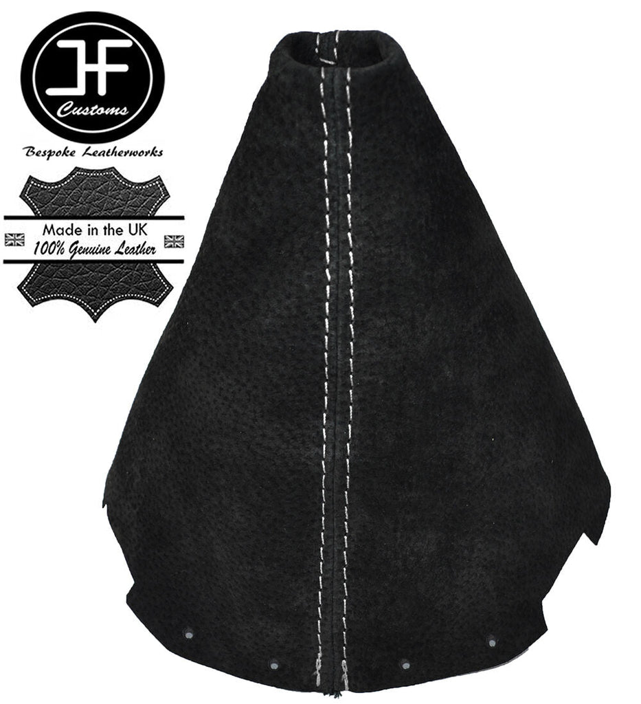 WHITE STITCH FITS NISSAN 200SX SILVIA S14 1995-1998 BLACK SUEDE GEAR GAITER