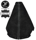 WHITE STITCH FITS NISSAN 200SX SILVIA S14 1995-1998 BLACK SUEDE GEAR GAITER
