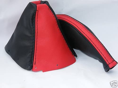 FITS MAZDA MX5 MX-5 SET OF GAITERS NEW LEATHER RED BLACK CUSTOM NEW MADE IN UK