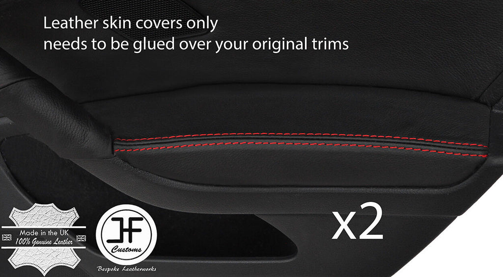 RED STITCH 2X REAR DOOR ARMREST LEATHER COVERS FITS VW GOLF MK7 VII 2013-2017