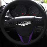 FOR MAZDA 6 MK2 08-12 PURPLE & BLACK LEATHER COVERED STEERING WHEEL TRIM + FRAME