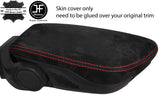 RED STITCH SUEDE ARMREST LID COVER FOR BMW 2 SERIES F45 F46 2014-2018 CUSTOM NEW