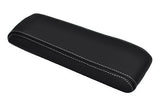 FITS ALFA ROMEO MITO 2009+ BLACK LEATHER ARMREST COVER white stitching