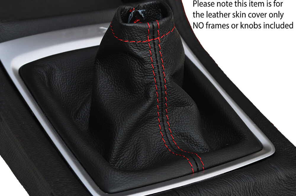 RED STITCHING MANUAL LEATHER SKIN GEAR GAITER FITS SUBARU IMPREZA WRX 2015