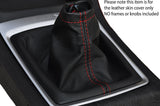 RED STITCHING MANUAL LEATHER SKIN GEAR GAITER FITS SUBARU IMPREZA WRX 2015