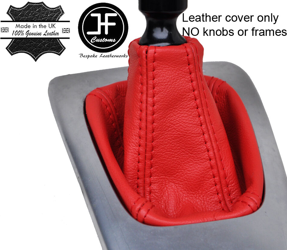 RED TOP GRAIN REAL LEATHER GEAR GAITER FITS SAAB 93 9-3 2003-2012 CUSTOM NEW