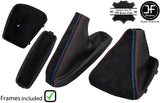 BLACK & TRI STITCH CARBON VINYL&SUEDE GAITER SET+PLASTIC FRAME FOR BMW E46 99-05