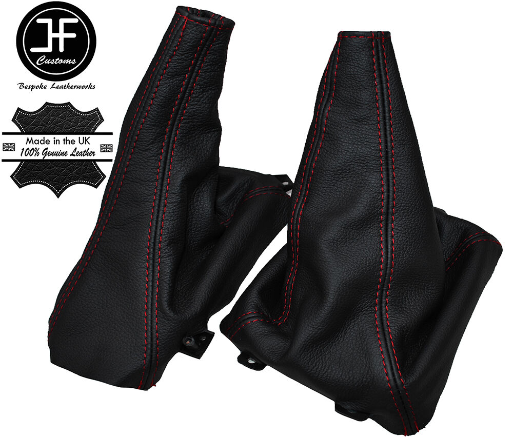 RED STITCH LEATHER GEAR & TRANSFER GAITERS FITS MITSUBISHI SHOGUN PININ 99-06