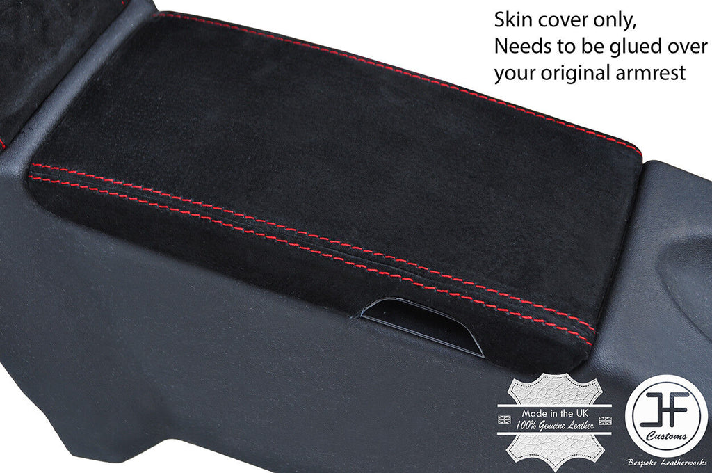 RED STITCHING ARMREST LID SUEDE COVER FITS MERCEDES SLK R171 2004-2011