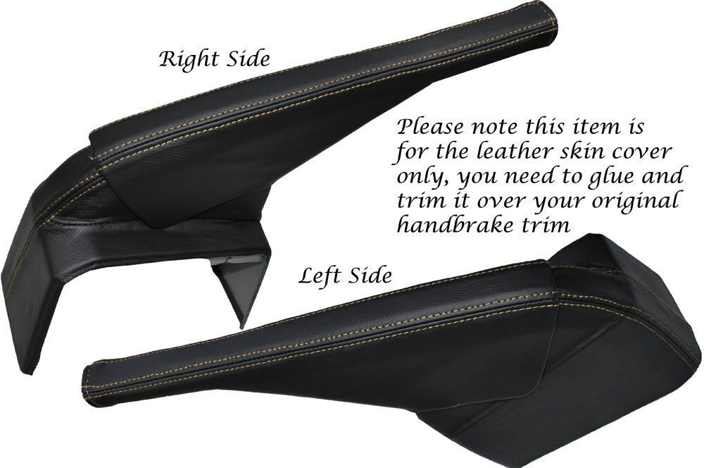 SAND STITCH HANDBRAKE & BOTTOM BASE LEATHER SKIN COVERS FITS VW T6 TRANSPORTER