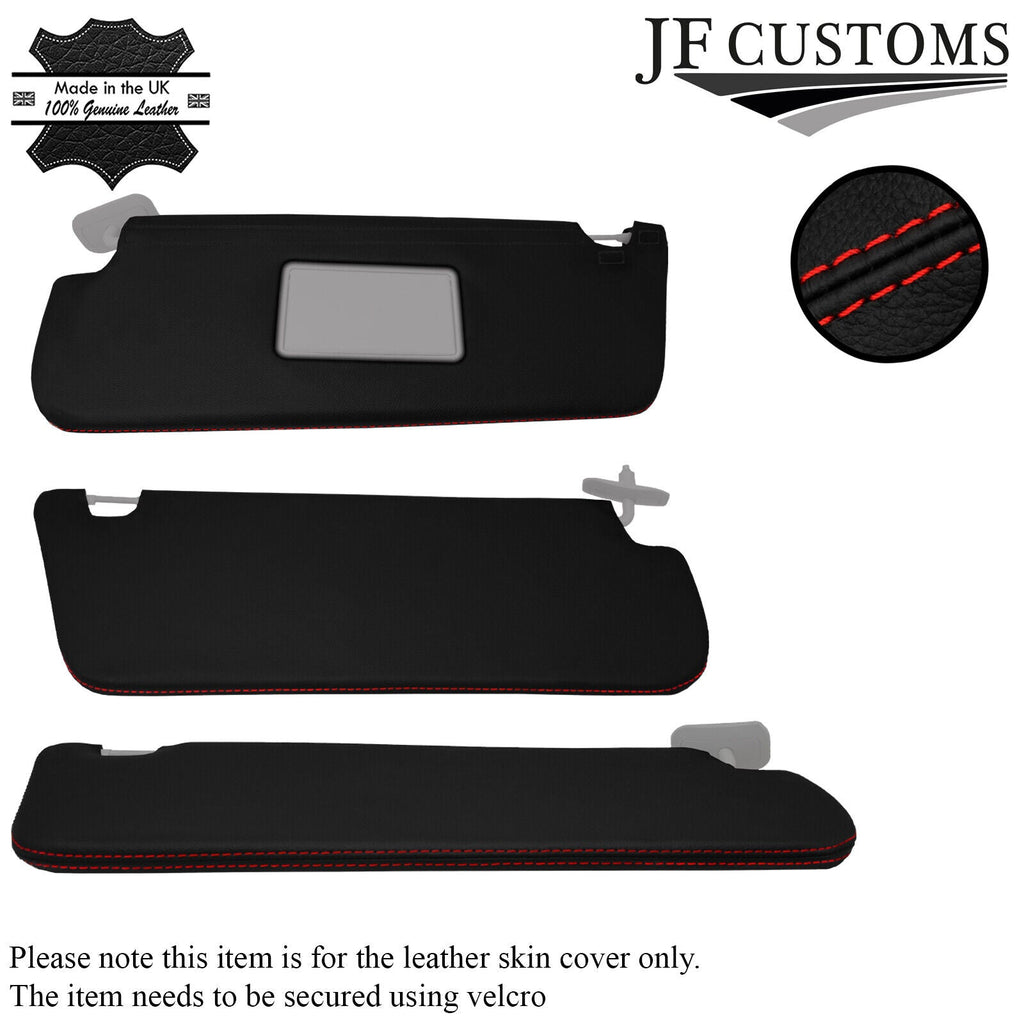 RED STITCHING 2X SUN VISORS LEATHER COVERS FITS FORD TRANSIT CUSTOM MK8 13-17