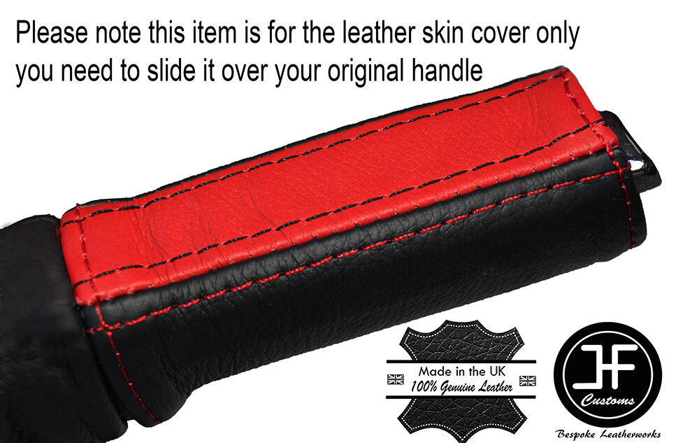 BLACK & RED HANDBRAKE HANDLE LEATHER COVER FITS VAUXHALL OPEL CORSA E 2014-17