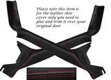 RED STITCH 2X A PILLAR LEATHER COVER FITS VW T4 TRANSPORTER CAMPER 1996-2003