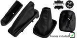 BLACK STITCH LEATHER GAITER SET WITH PLASTIC FRAME FOR VAUXHALL OPEL ADAM 12-18