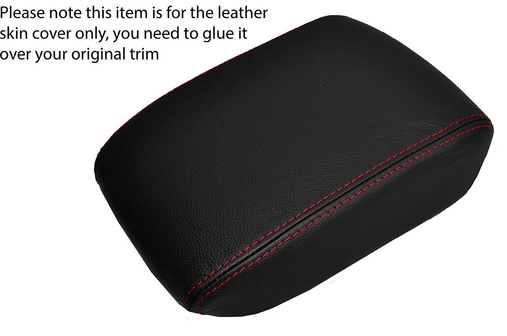 RED STITCHING LEATHER ARMREST LID SKIN COVER FITS SAAB 9-5 95 2006-2009