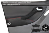 RED STITCH 2X FRONT DOOR CARD TRIM LEATHER COVER FOR SEAT LEON MK1 99-05 5 DR