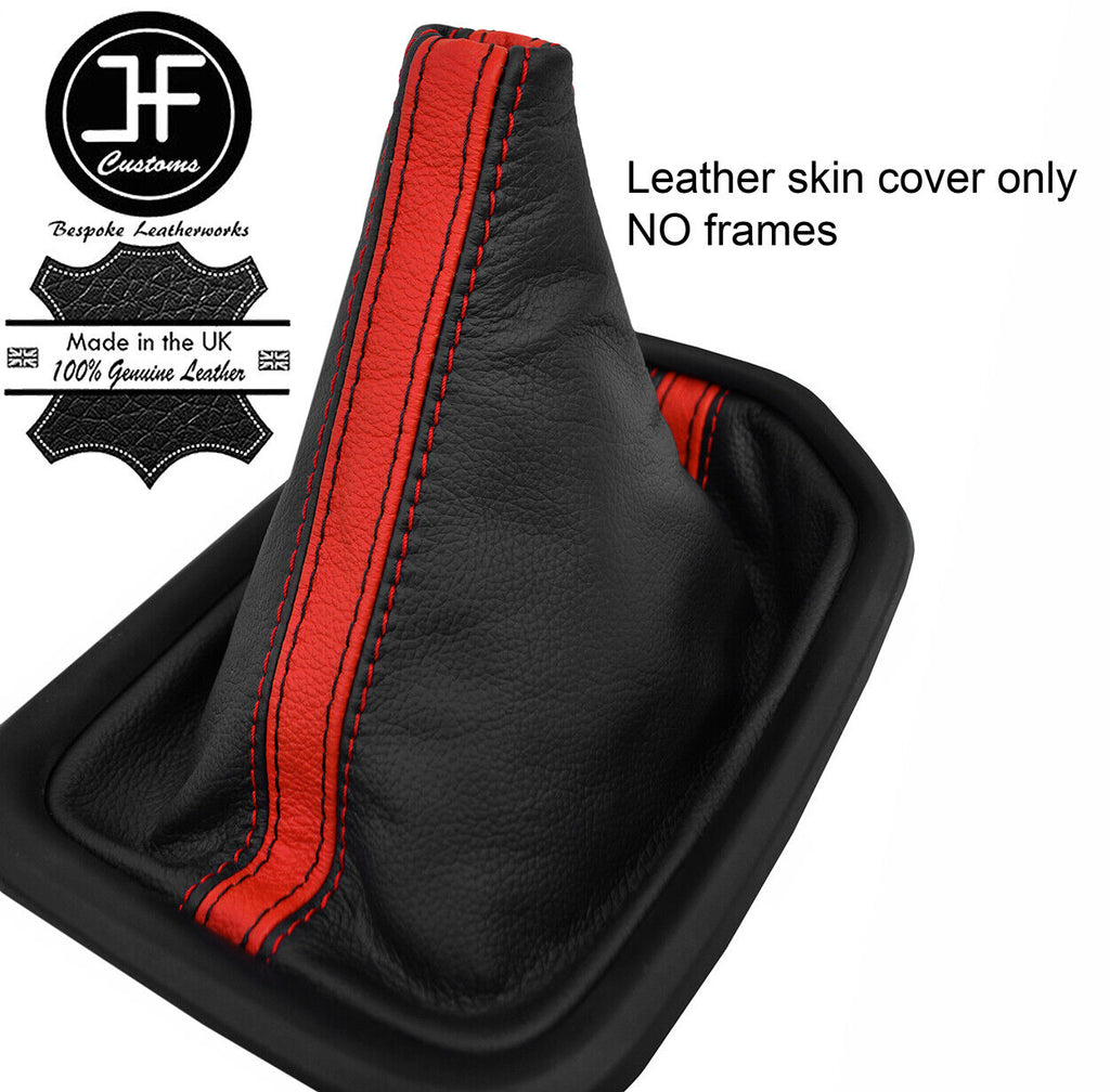 BLACK & RED STRIPE REAL LEATHER MANUAL GEAR GAITER FOR TOYOTA HILUX 16-19