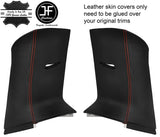 RED STITCH 2X UPPER REAR D PILLAR LEATHER COVERS FOR RANGE ROVER SPORT 05-13