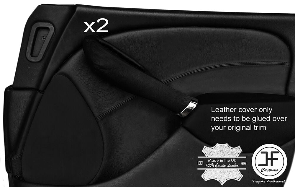 BLACK STITCH 2X FRONT DOOR CARD TRIM LEATHER COVERS FOR ROVER 75 & MG ZT 99-05
