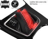 BLACK & RED STRIPE REAL LEATHER AUTOMATIC GEAR GAITER FOR INFINITI Q50 13-17