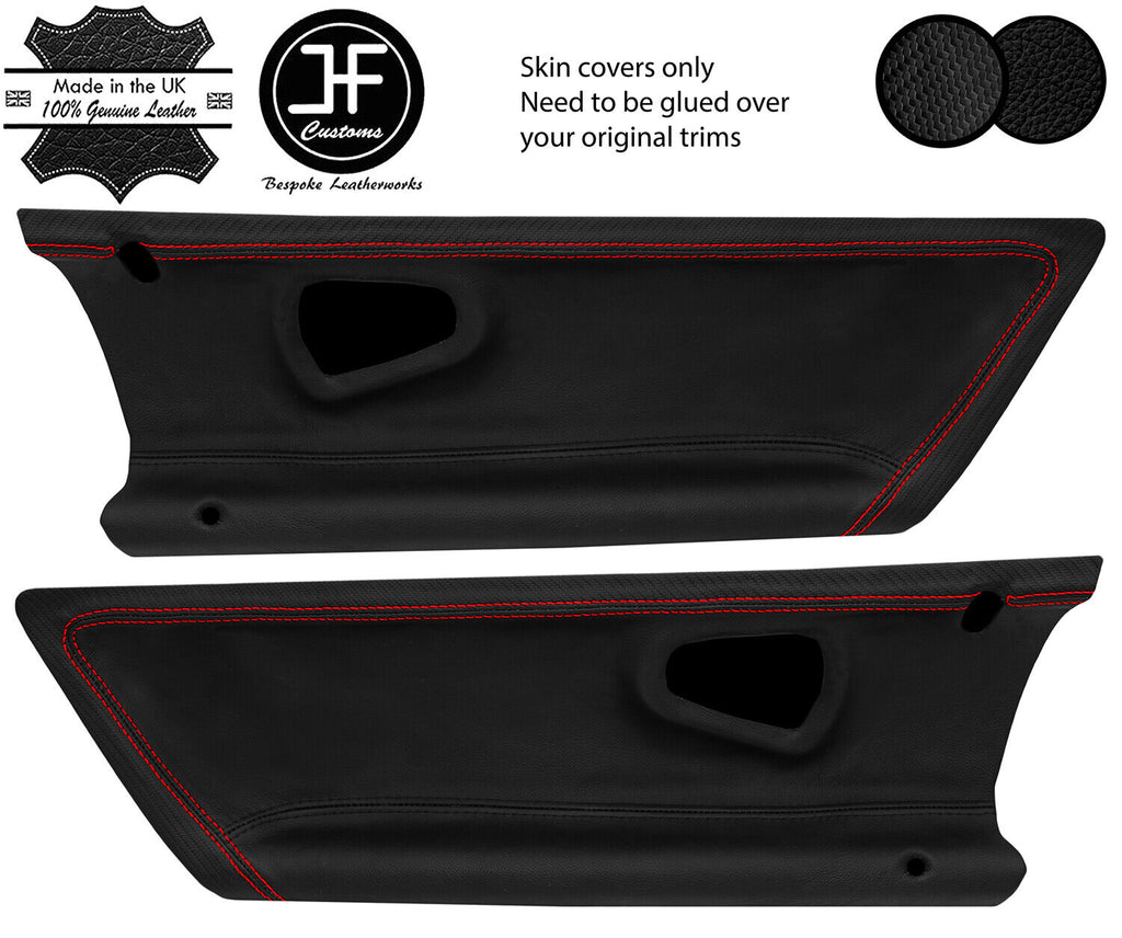 RED STITCH 2X DOOR CARD LEATHER AND CARBON VINYL COVER FOR SMART ROADSTER JF1