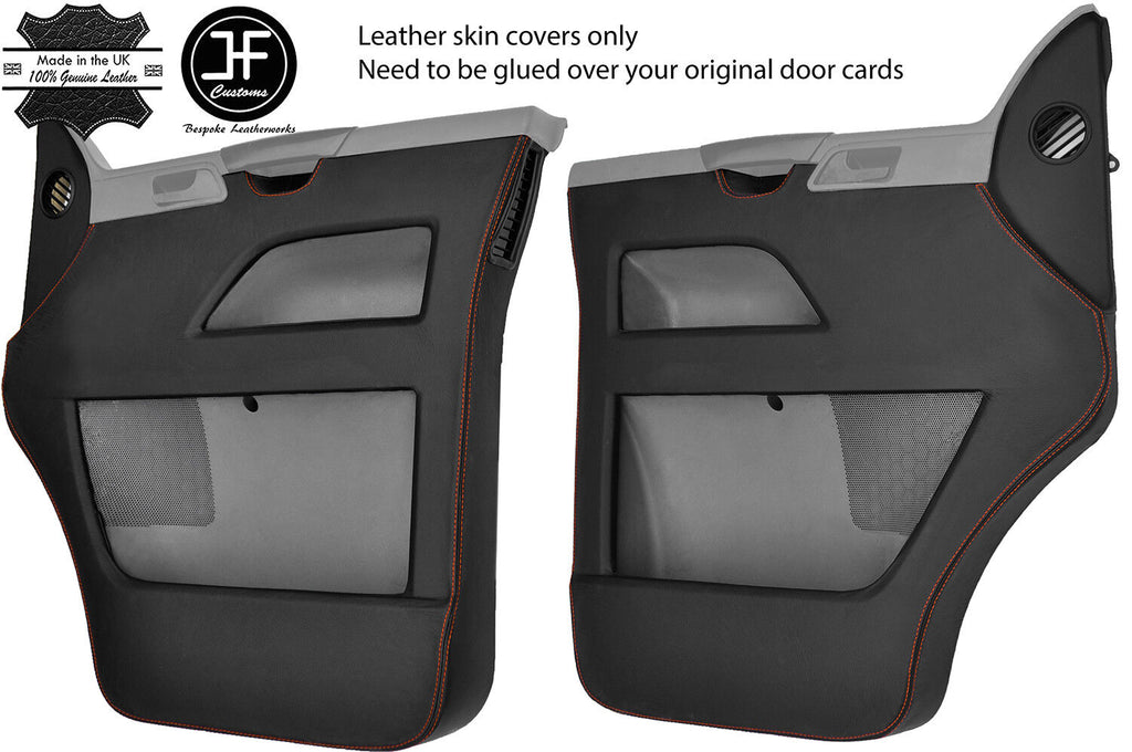 ORANGE STITCH 2X FRONT DOOR CARD LEATHER COVERS FOR VW T5 TRANSPORTER STYLE 2