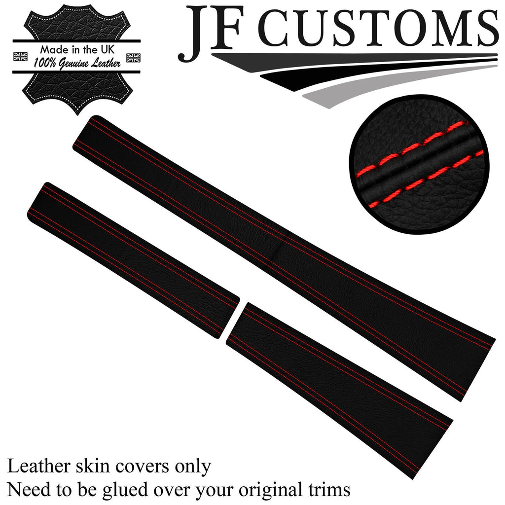 RED STITCH ITALIAN LEATHER 2X B PILLAR COVERS FOR DATSUN 510 1600 67-73
