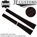 RED STITCH ITALIAN LEATHER 2X B PILLAR COVERS FOR DATSUN 510 1600 67-73
