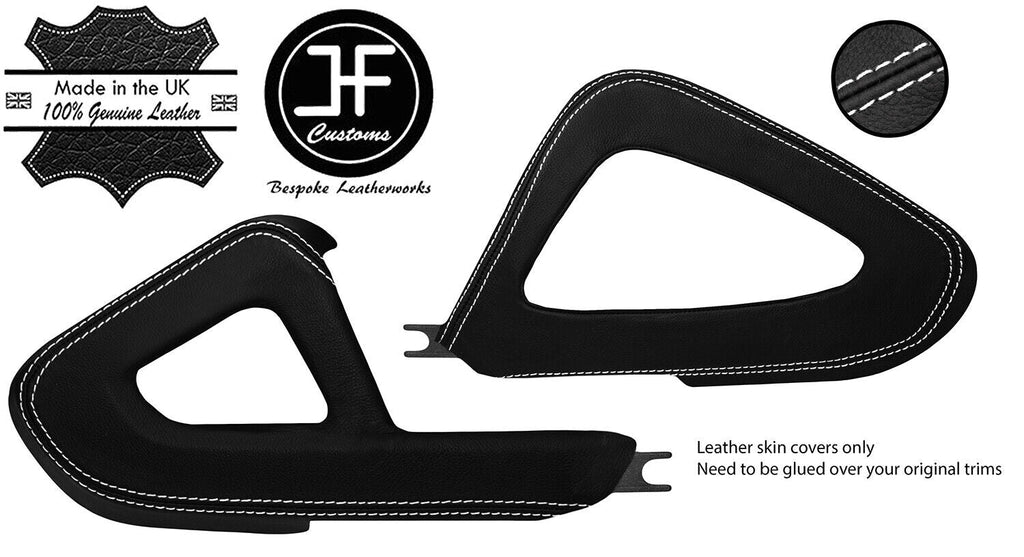 WHITE STITCH 2X DOOR HANDLE TRIM LEATHER COVERS FOR SMART FORTWO 451 07-14