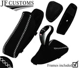 WHITE LUX-STITCH SUEDE AUTO DCT GEAR HANDBRAKE + FRAMES FOR BMW E90 E92 E93