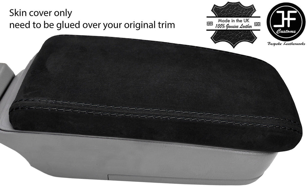 BLACK STITCH REAL SUEDE ARMREST LID COVER FITS SUBARU FORESTER SG9 2006-2008