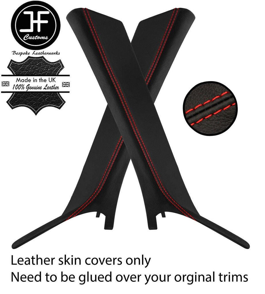 RED STITCH 2X A PILLAR LEATHER COVERS FOR BMW 6 SERIES F12 F13 F06 2011-2018