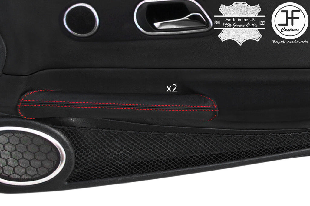 RED  STITCH 2X DOOR HANDLE LEATHER COVERS FOR CHRYSLER CROSSFIRE 03-08 STYLE 2