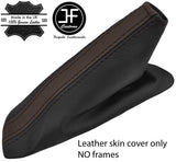 BLACK& BROWN STRIPE REAL LEATHER HANDBRAKE GAITER FITS MAZDA MX5 MK3 05-15