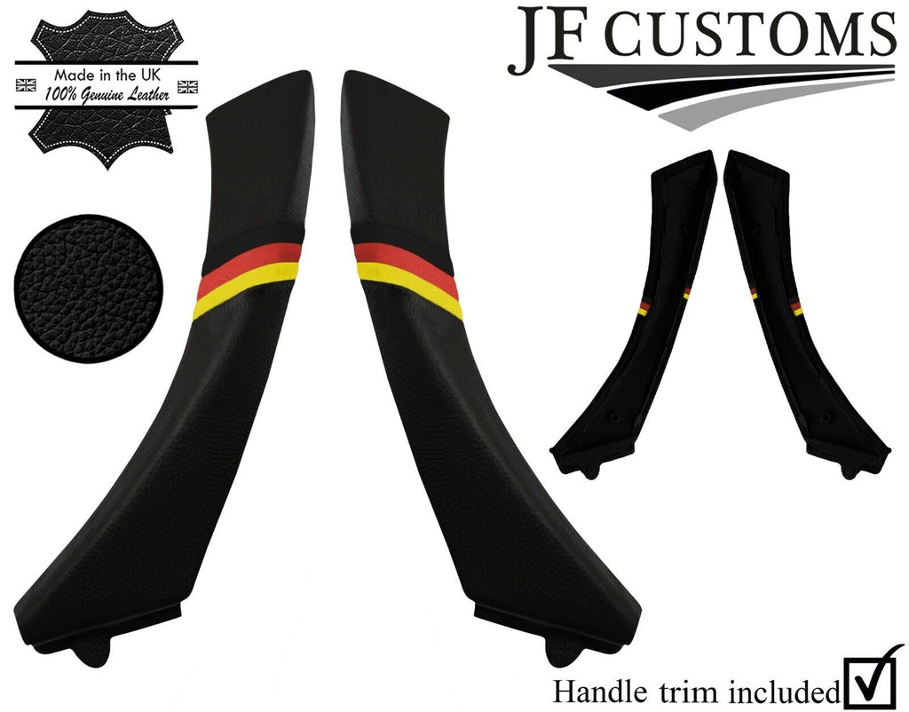 GERMAN STRIPE LEATHER 2X REAR DOOR HANDLE TRIM + COVER FOR BMW E90 E91