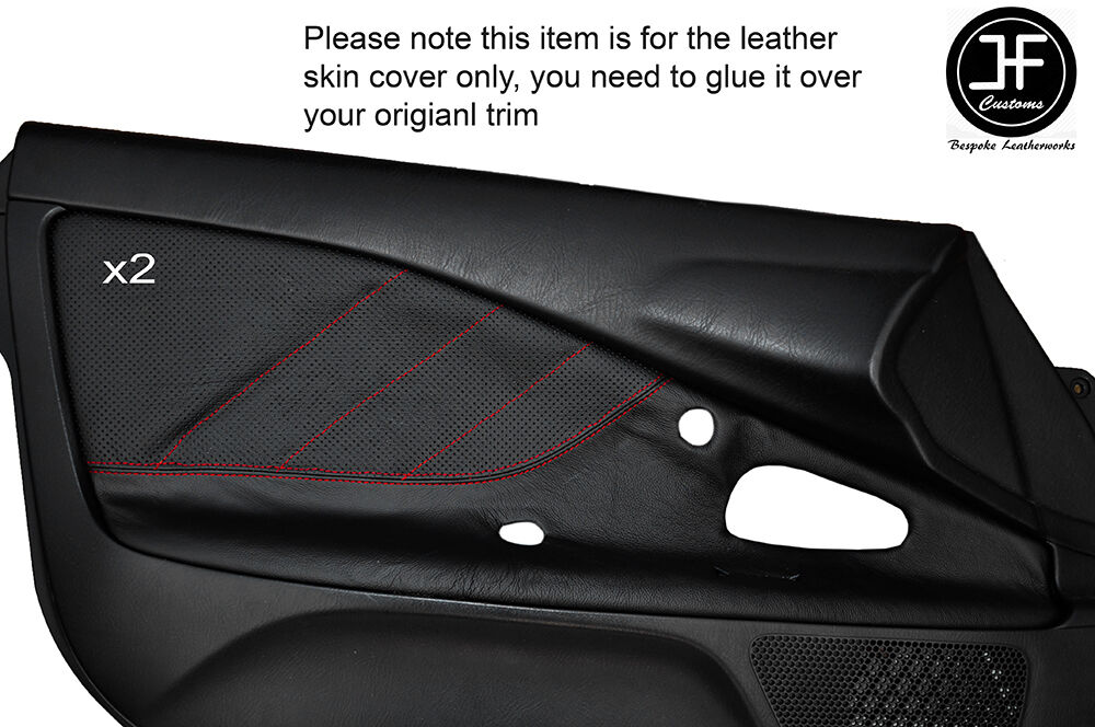 RED STICH 2X DOOR CARD TRIM LEATHER & PERFORATED COVER FITS HONDA S2000 99-03