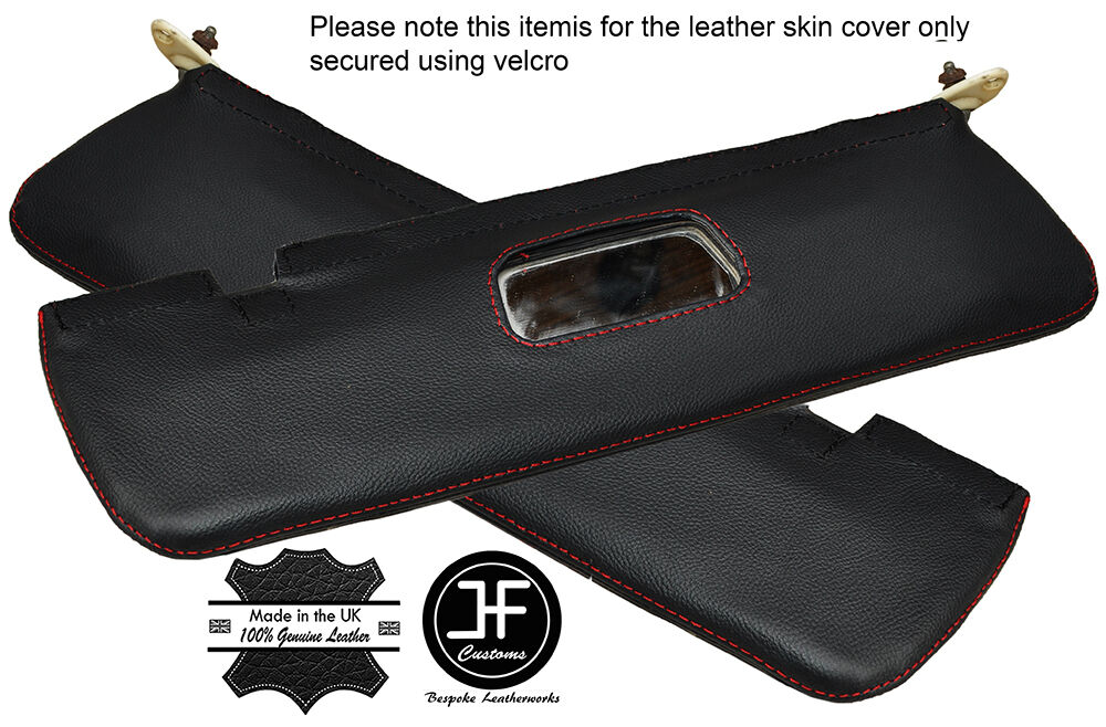 RED STITCHING 2X SUN VISORS LEATHER COVERS FITS BMW 2002 2002 TII CUSTOM NEW
