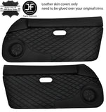BLACK DIAMOND STITCH 2X DOOR CARD LEATHER COVERS FOR MAZDA MX5 MK1 MIATA 89-97