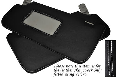 WHITE STITCH FITS FORD MONDEO MK3 2001-2006 2X SUN VISORS LEATHER SKIN COVERS