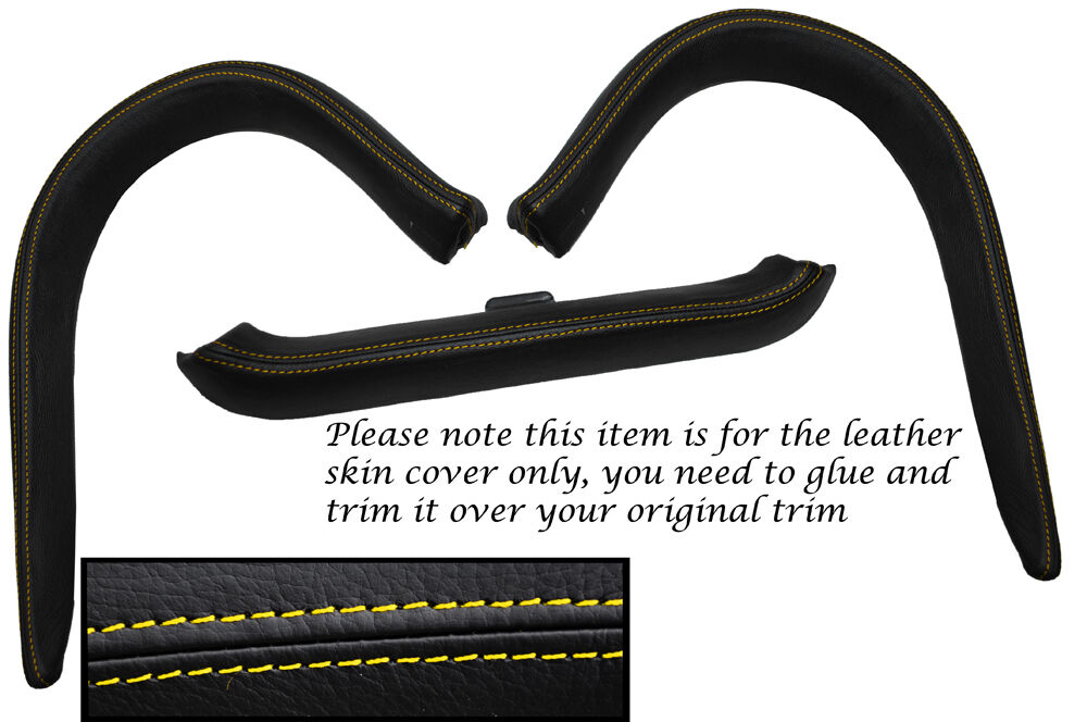 YELLOW STITCH ROLL OVER BAR LEATHER SKIN COVERS FITS PORSCHE 986 BOXSTER 96-04