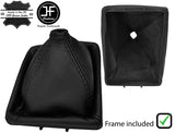 BLACK STITCH LEATHER MANUAL GEAR GAITER+PLASTIC FRAME FITS JEEP WRANGLER 97-04